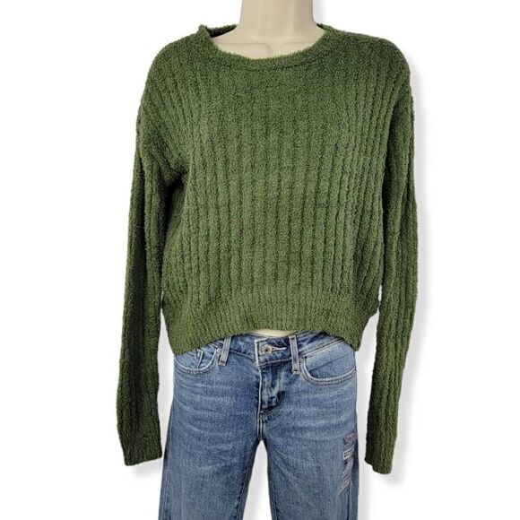 Crave Fame Green Ribbed Textured Sweater XS Junior - Picture 1 of 2